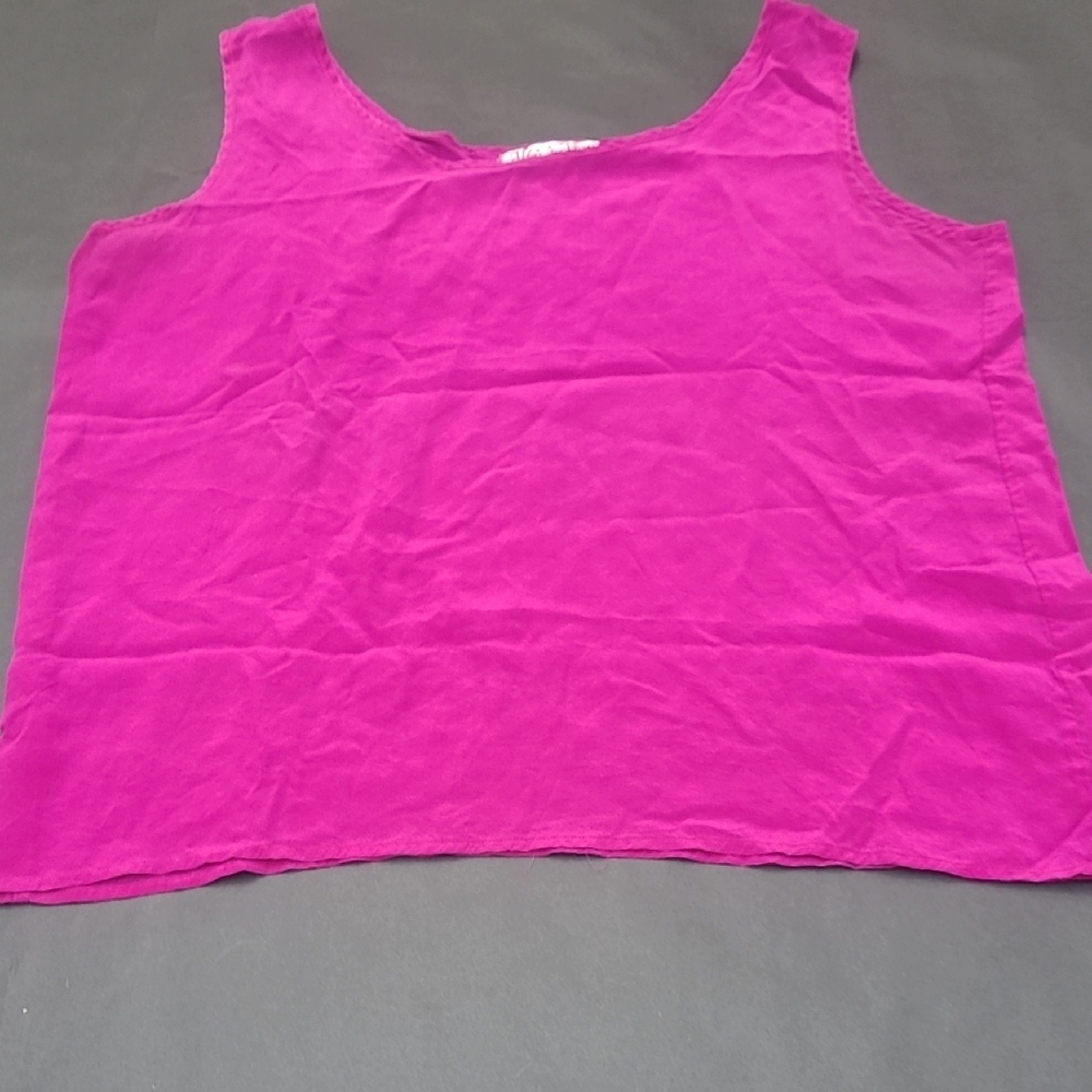 Alex & Amy Vibrant Pink Sleeveless Silk Top Size L